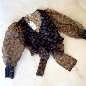 Zara chiffon cross over blouse small